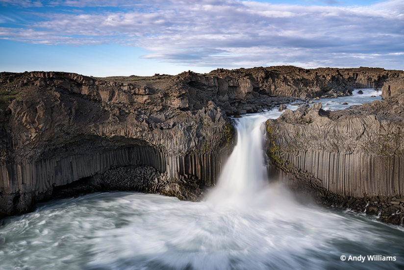 shooting for black and white Aldeyjarfoss waterfall, North Iceland