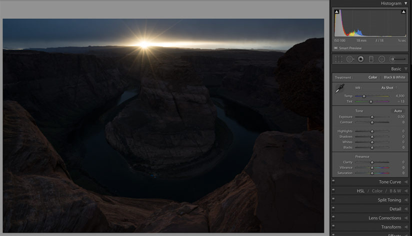 horseshoe bend example of how to use histograms