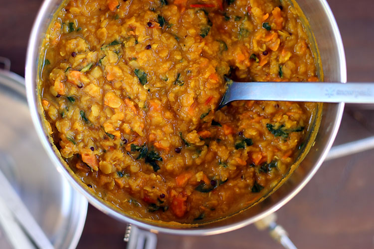 Backpacking Red Lentil Sweet Potato Dal