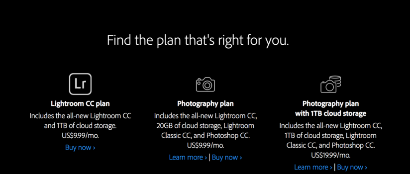 Lightroom Classic pricing