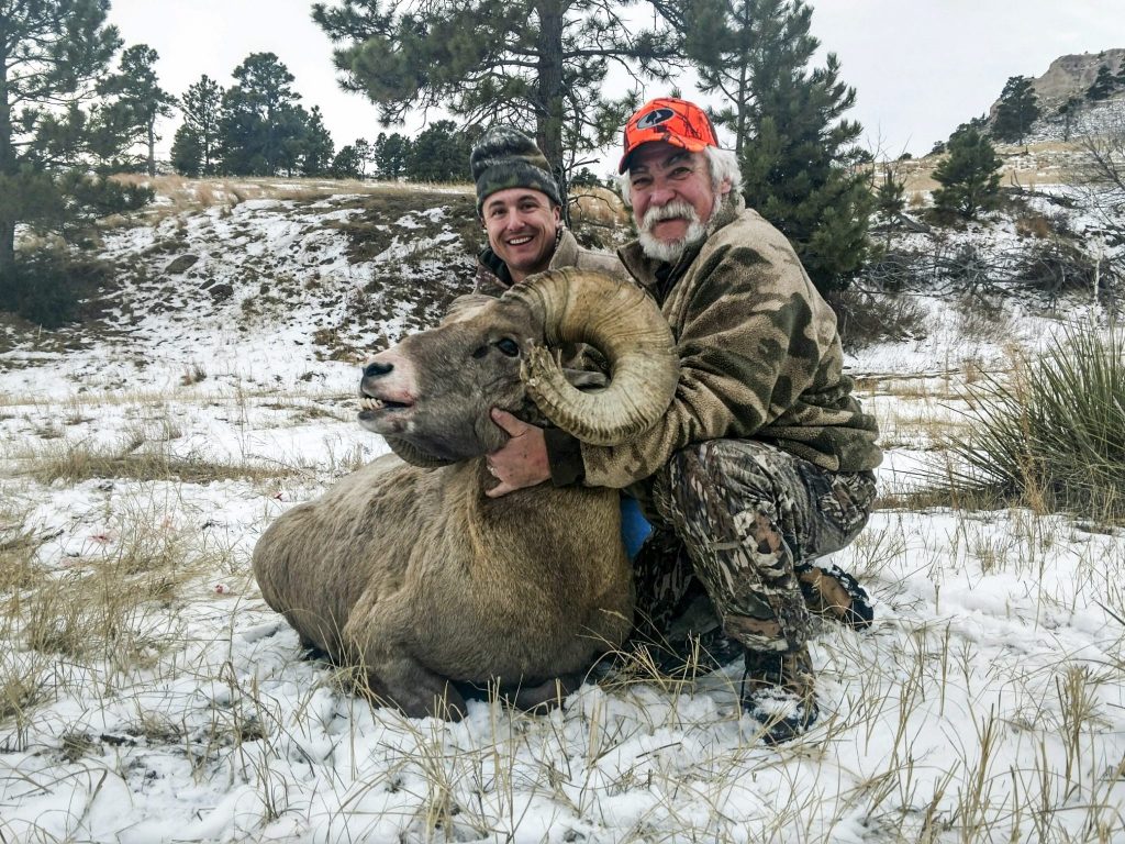 Jack Nemeth and son, Riley with the big ram.