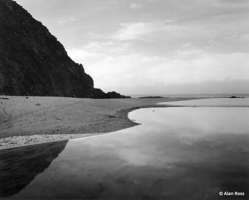 black-and-white lagoon at Pfeiffer State Beach