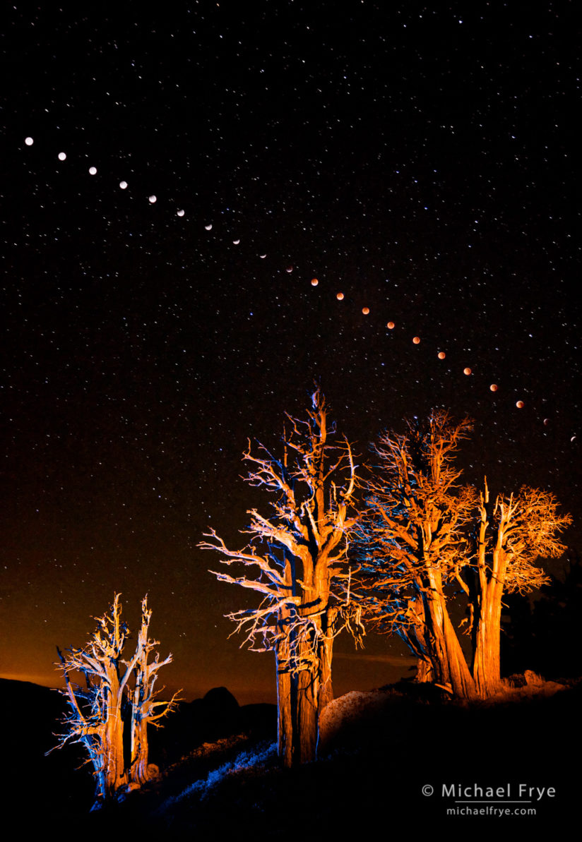 Photographing a lunar eclipse in Yosemite, California