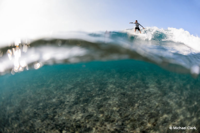 Surf photography, shooting from the water with a waterproof housing