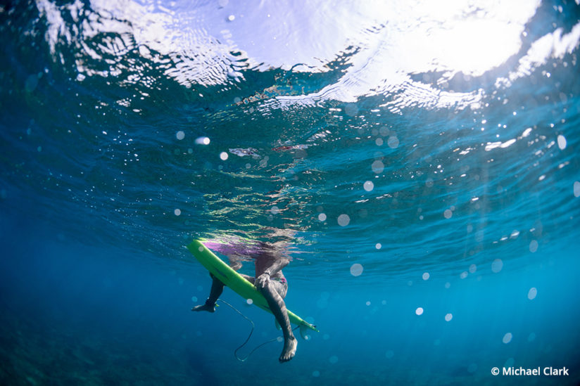 Surf photography from below the water with a waterproof housing