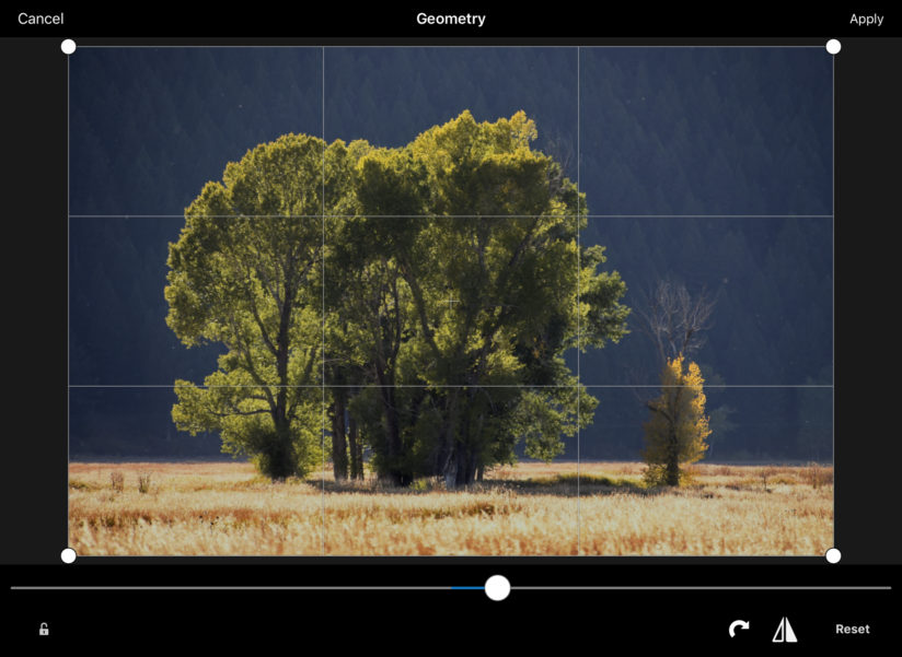 ACDSee Pro For iOS: Straightening the horizon line in Geometry mode.