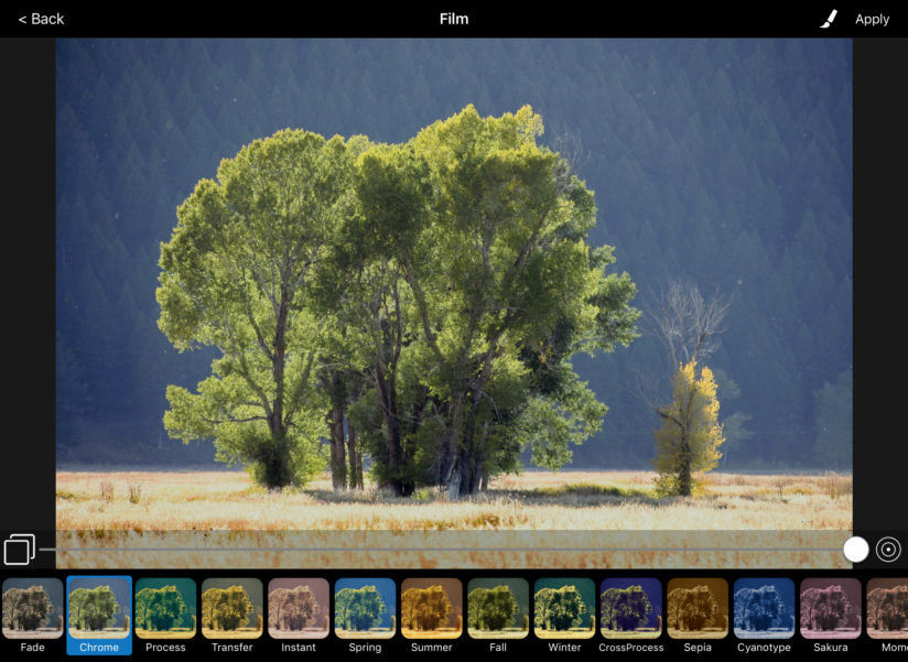 Film styles can be applied using ACDSee Pro for iOS