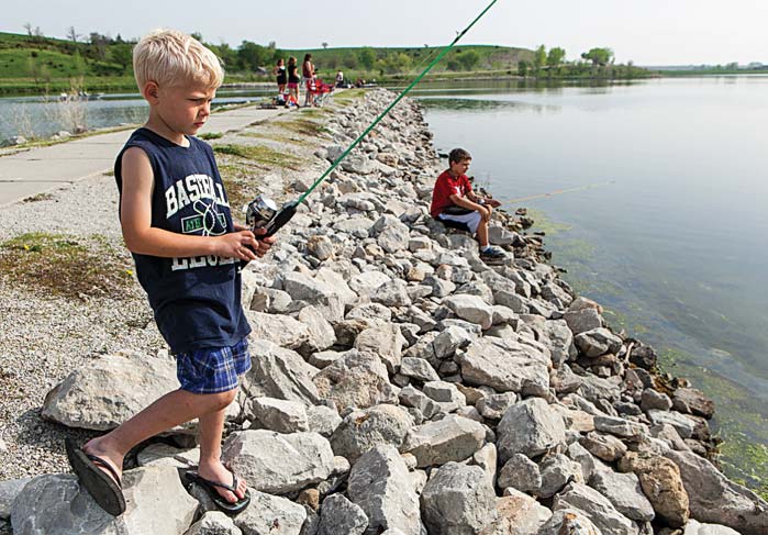 The restoration of Summit Lake was prior to the addition of angler access into the Aquatic Habitat program. It still produces great fishing and is now getting access enhancements like a new ADA fishing pier added to this breakwater in 2017.