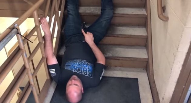 Mike the Cop tries tactical staircase surfing