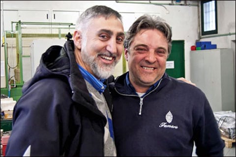 Paul Mihailides (left) with Paulo Peli at the Famars factory.