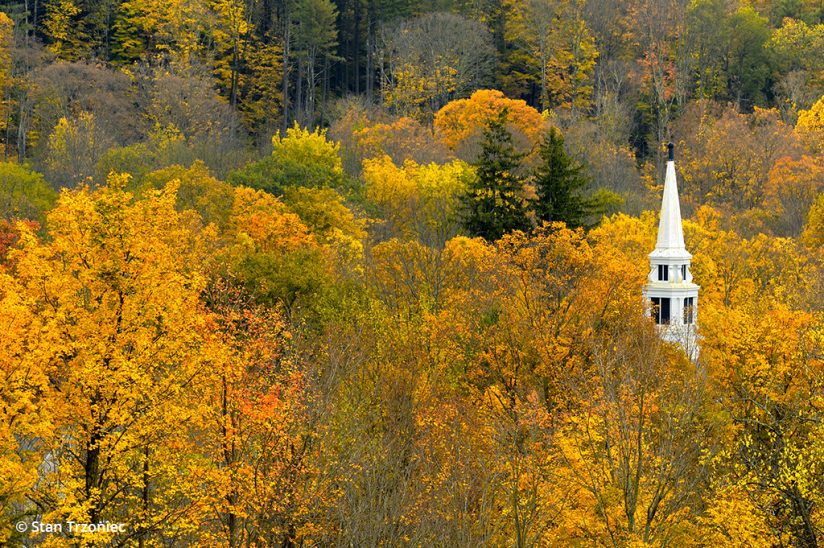 Fall color photo tips: Above and overlooking Middletown, Vermont.