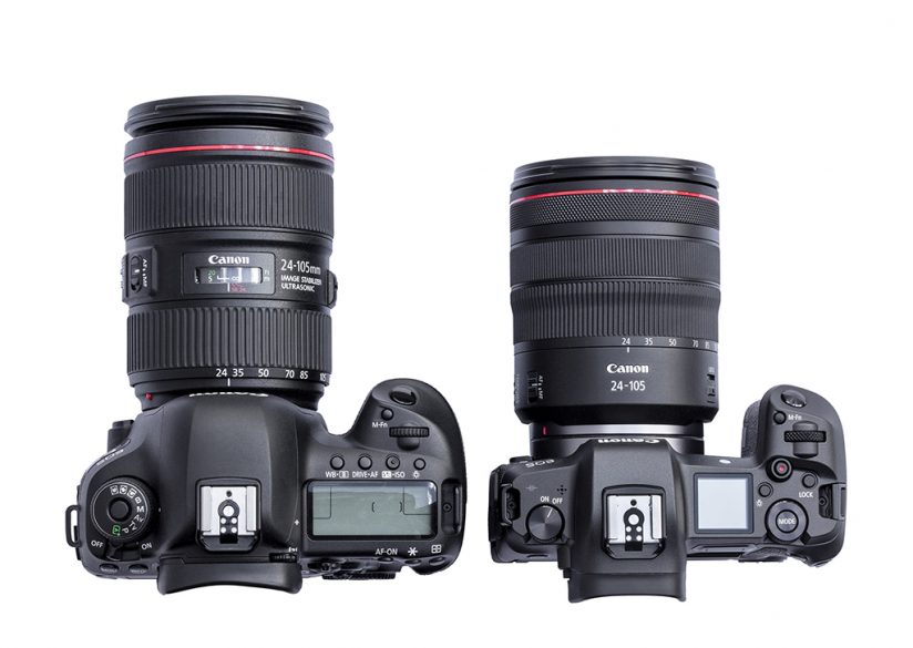 Size comparison of the Canon EOS R and the Canon EOS 5D Mark IV