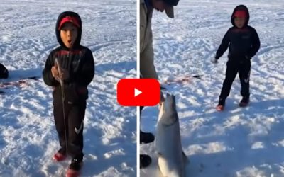 Boy Lands Huge Fish Solo While Ice Fishing